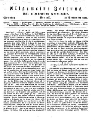 Allgemeine Zeitung Sonntag 23. September 1827