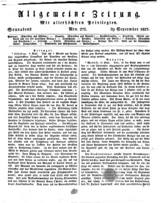 Allgemeine Zeitung Samstag 29. September 1827