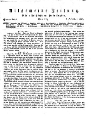 Allgemeine Zeitung Samstag 6. Oktober 1827