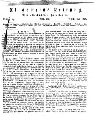 Allgemeine Zeitung Sonntag 7. Oktober 1827