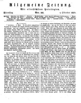 Allgemeine Zeitung Dienstag 9. Oktober 1827