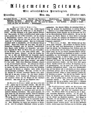 Allgemeine Zeitung Dienstag 16. Oktober 1827