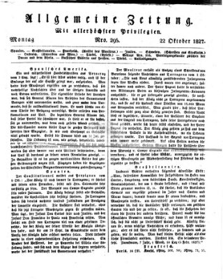 Allgemeine Zeitung Montag 22. Oktober 1827