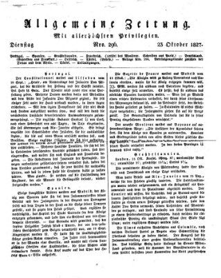 Allgemeine Zeitung Dienstag 23. Oktober 1827