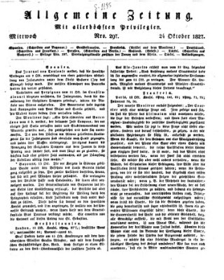 Allgemeine Zeitung Mittwoch 24. Oktober 1827