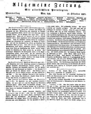 Allgemeine Zeitung Donnerstag 25. Oktober 1827