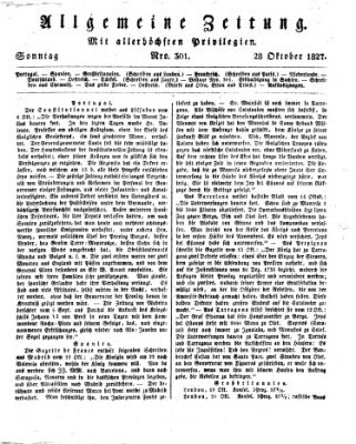 Allgemeine Zeitung Sonntag 28. Oktober 1827