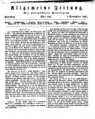 Allgemeine Zeitung Dienstag 6. November 1827