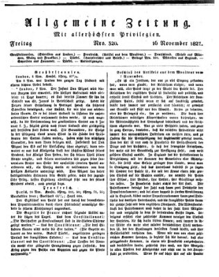 Allgemeine Zeitung Freitag 16. November 1827