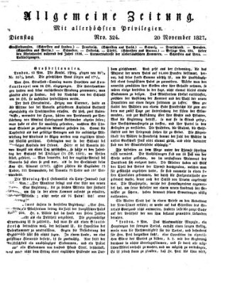 Allgemeine Zeitung Dienstag 20. November 1827