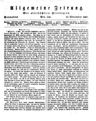 Allgemeine Zeitung Samstag 24. November 1827