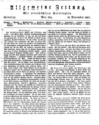 Allgemeine Zeitung Sonntag 25. November 1827