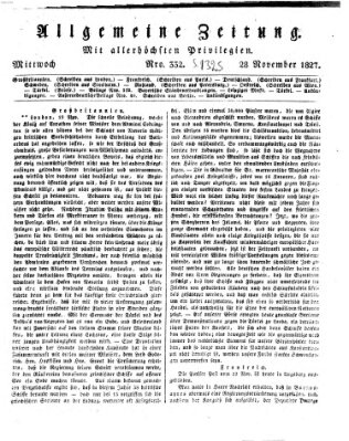 Allgemeine Zeitung Mittwoch 28. November 1827