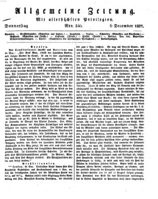 Allgemeine Zeitung Donnerstag 6. Dezember 1827