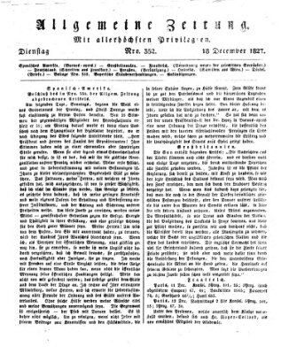 Allgemeine Zeitung Dienstag 18. Dezember 1827