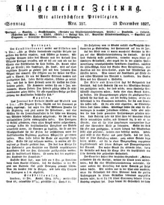 Allgemeine Zeitung Sonntag 23. Dezember 1827