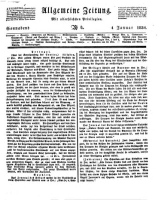 Allgemeine Zeitung Samstag 4. Januar 1834