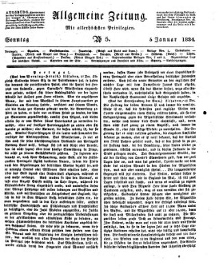 Allgemeine Zeitung Sonntag 5. Januar 1834