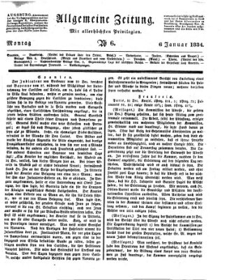 Allgemeine Zeitung Montag 6. Januar 1834