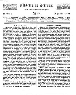 Allgemeine Zeitung Montag 13. Januar 1834