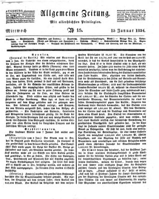 Allgemeine Zeitung Mittwoch 15. Januar 1834