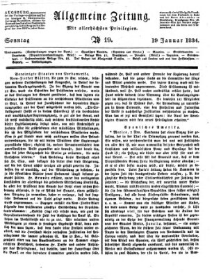 Allgemeine Zeitung Sonntag 19. Januar 1834