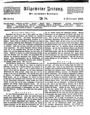 Allgemeine Zeitung Montag 3. Februar 1834