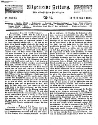 Allgemeine Zeitung Dienstag 11. Februar 1834