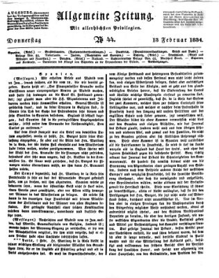 Allgemeine Zeitung Donnerstag 13. Februar 1834