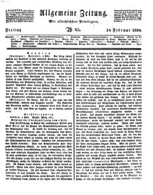 Allgemeine Zeitung Freitag 14. Februar 1834