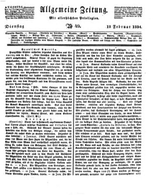 Allgemeine Zeitung Dienstag 18. Februar 1834