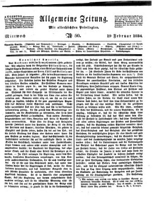 Allgemeine Zeitung Mittwoch 19. Februar 1834