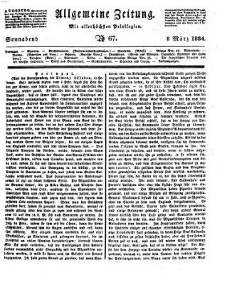 Allgemeine Zeitung Samstag 8. März 1834