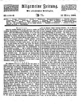 Allgemeine Zeitung Mittwoch 12. März 1834