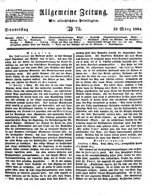 Allgemeine Zeitung Donnerstag 13. März 1834