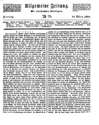 Allgemeine Zeitung Freitag 14. März 1834