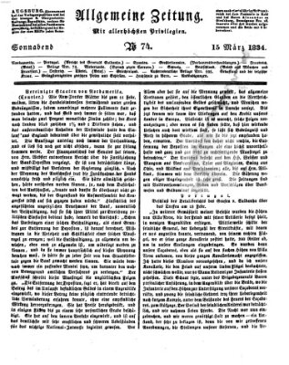 Allgemeine Zeitung Samstag 15. März 1834