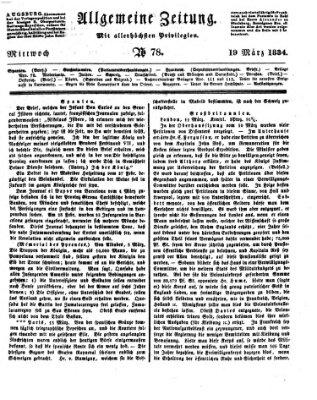 Allgemeine Zeitung Mittwoch 19. März 1834