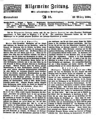 Allgemeine Zeitung Samstag 22. März 1834