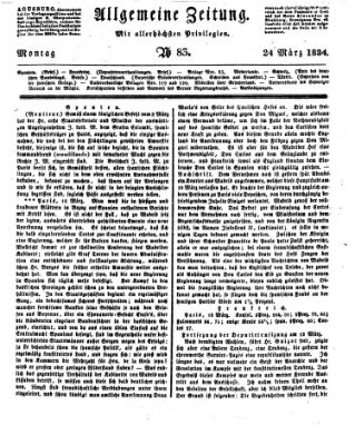 Allgemeine Zeitung Montag 24. März 1834