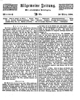 Allgemeine Zeitung Mittwoch 26. März 1834