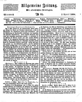 Allgemeine Zeitung Mittwoch 2. April 1834