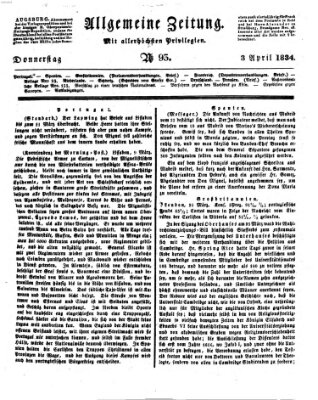 Allgemeine Zeitung Donnerstag 3. April 1834