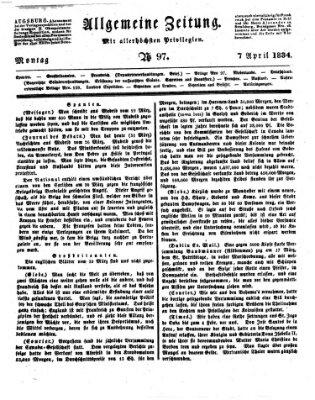 Allgemeine Zeitung Montag 7. April 1834