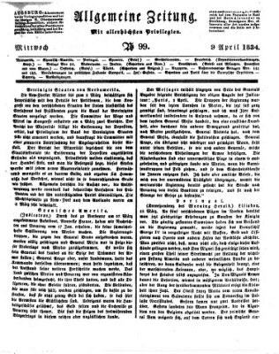 Allgemeine Zeitung Mittwoch 9. April 1834