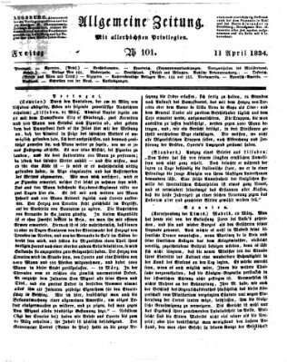 Allgemeine Zeitung Freitag 11. April 1834