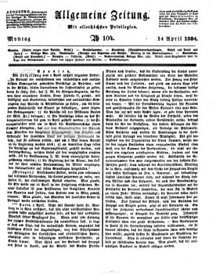 Allgemeine Zeitung Montag 14. April 1834