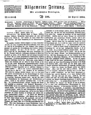 Allgemeine Zeitung Mittwoch 16. April 1834