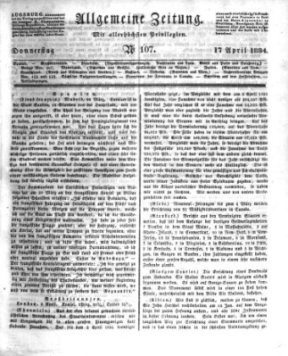 Allgemeine Zeitung Donnerstag 17. April 1834