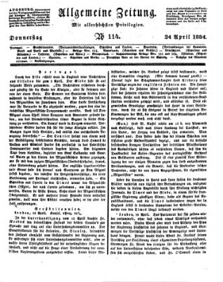 Allgemeine Zeitung Donnerstag 24. April 1834